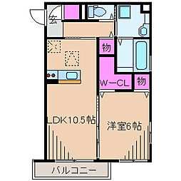 ピフォンテ綱島 1LDKの間取図画像