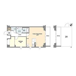 アソシエール大倉山 1LDKの間取図画像