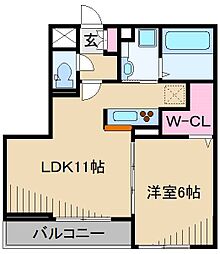 アピソ・ソレイユ 1LDKの間取図画像