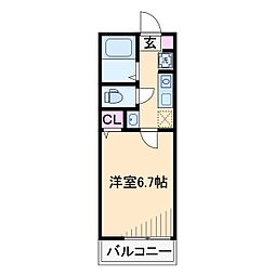 マ・フィーユ六角 1Kの間取図画像
