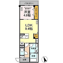 スカイエズレジデンス塚越 1LDKの間取図画像