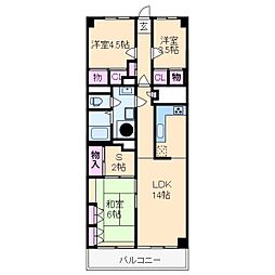 大倉山ハイム1号棟 3SLDKの間取図画像