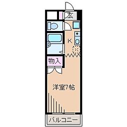 大倉山桜映ハイム 1Kの間取図画像