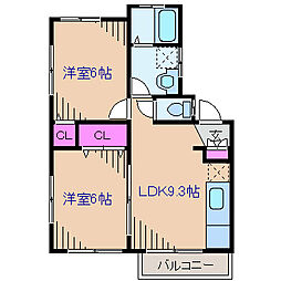緑光館 2LDKの間取図画像