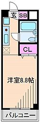クラージュ等々力 ワンルームの間取図画像