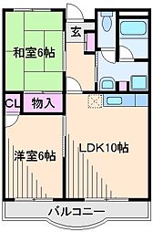 ヴィラオアシス 2LDKの間取図画像