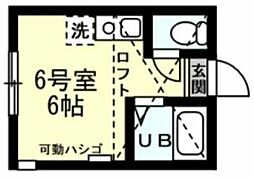 ユナイト上末吉ゴルドベルガー ワンルームの間取図画像