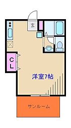 マーベルサイド壱番館 ワンルームの間取図画像