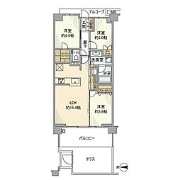 プラウド元住吉ガーデンズ 3LDKの間取図画像