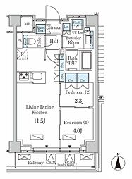 ラティエラ武蔵小杉 2LDKの間取図画像