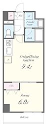 ヴィラ・ブランシェ 1LDKの間取図画像
