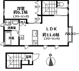 グランディール3番館 1LDKの間取図画像