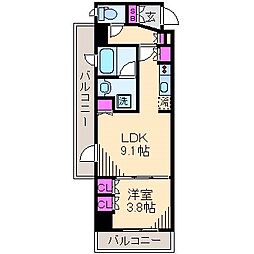 ラティエラ武蔵小杉 1LDKの間取図画像