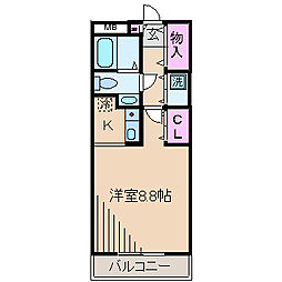 レクエルド 1Kの間取図画像