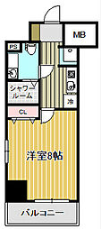 パークキューブ武蔵小杉 1Kの間取図画像