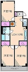 鹿島田ハウス 2LDKの間取図画像