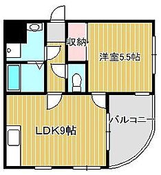 フラットリバーサイド 1LDKの間取図画像