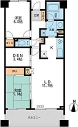 CASSIA横濱ガーデン山 2LDKの間取図画像