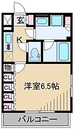 ルーブル武蔵中原参番館 1Kの間取図画像