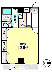 ケイズコートII 3階1Kの間取り