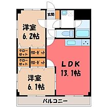 ガウディウムサカモト  ｜ 栃木県宇都宮市山本1丁目（賃貸マンション2LDK・5階・56.76㎡） その2