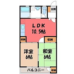 ブルーウイングみなみA 2LDKの間取図画像