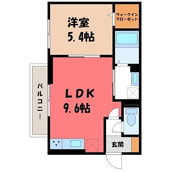 D-room上高間木 ｜栃木県真岡市上高間木1丁目(賃貸アパート1LDK・2階・35.56㎡)の写真 その2