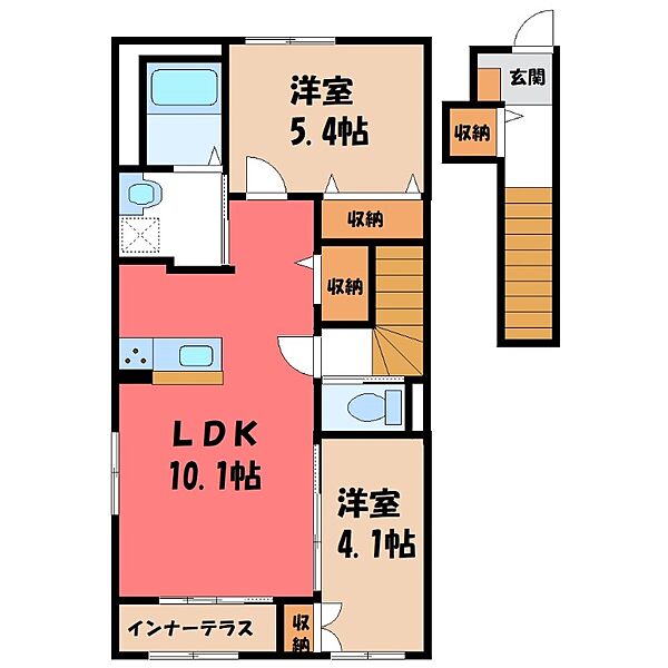 仮)シェルルスターテラス鶴田 ｜栃木県宇都宮市鶴田町(賃貸アパート2LDK・2階・54.83㎡)の写真 その2