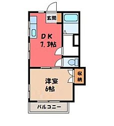 ハウスタケウラ 4階1DKの間取り