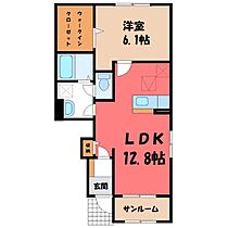 エクセレント・ヒル B  ｜ 栃木県鹿沼市上殿町（賃貸アパート1LDK・1階・50.13㎡） その2