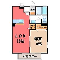 Yトマツリ4パナハイツ E  ｜ 栃木県宇都宮市戸祭4丁目（賃貸アパート1LDK・2階・40.92㎡） その2