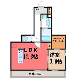 パステルコート 1LDKの間取図画像