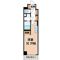 ラミューズ宇都宮 1Kの間取図画像