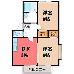 パナコート・コーヨーC 2DKの間取図画像
