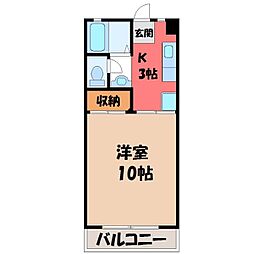 SPACE・ONE 1Kの間取図画像