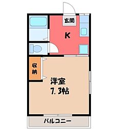 ツキシマサイドハイツ 1Kの間取図画像