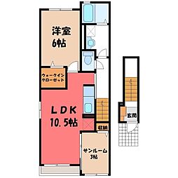 バリーフィールド B 1LDKの間取図画像