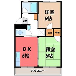 エトワール今泉 2DKの間取図画像