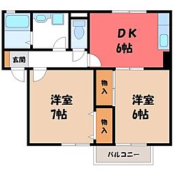 クレセールA 2DKの間取図画像