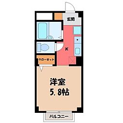 塙田壱番館 1Kの間取図画像