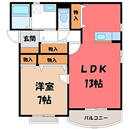 ヴィクトリーAZUMA 1LDKの間取図画像