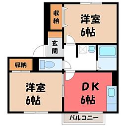ユーハイツA 2DKの間取図画像
