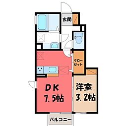 サニーフラットE 1DKの間取図画像
