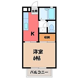 白石コーポ 1Kの間取図画像