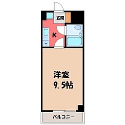 ランドパレス宇都宮平成通り 1Kの間取図画像