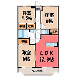 サンツ・ヤマモトA 3LDKの間取図画像