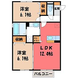 ラ・ポーテA 2LDKの間取図画像