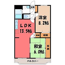 駒西ハイツ2 2LDKの間取図画像