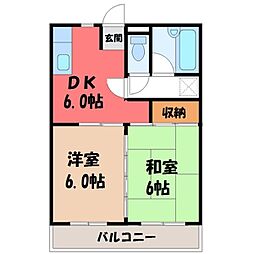 ロワールレジデンス六番館 2DKの間取図画像