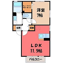 ソレイユB 1LDKの間取図画像